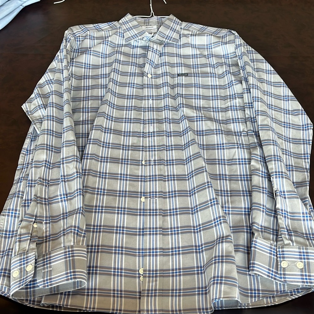 Faconnable XL Plaid Dress Shirt Mens